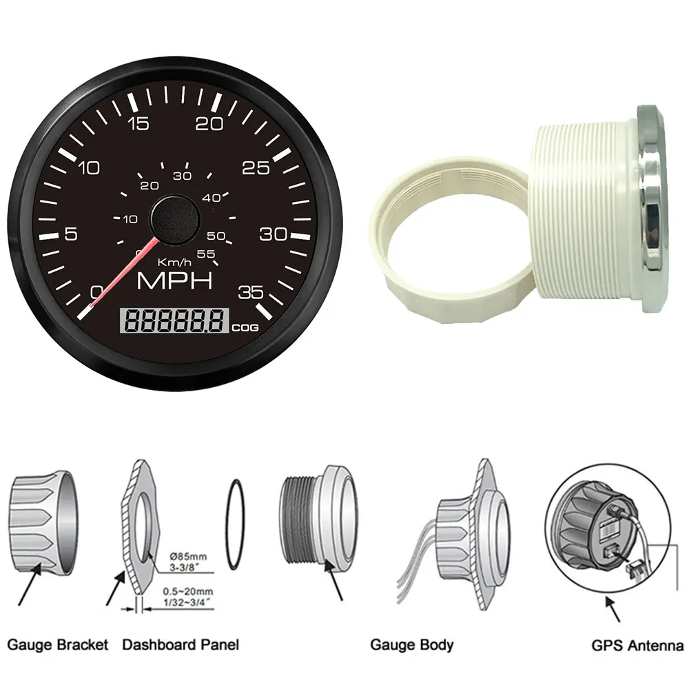 Одометр с подсветкой для автомобиля лодки 85 мм GPS 35 миль/60 миль/ч 80 2021 - купить по