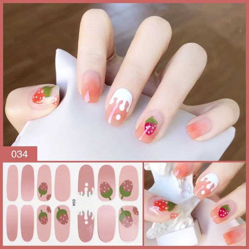 

Spring flower nail sticker full size wraps nail polish film manicure accessories pink blue yellow black gren nail strip YJ007