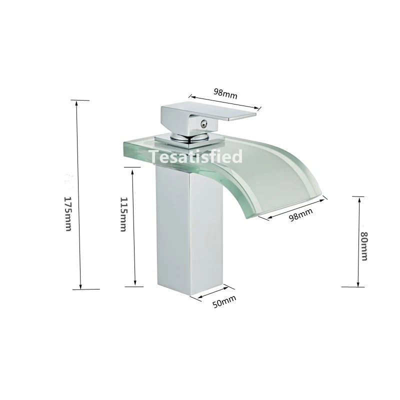 

LED Basin Faucet Brass Waterfall Temperature Colors Change Bathroom Mixer Tap Deck Mounted Wash Sink Glass Taps Hot And Cold Tap