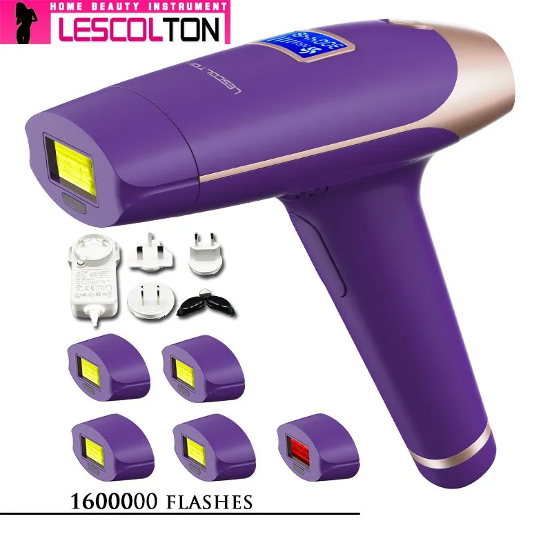 1600000times Purple Lescolton 6в1 5в1 4в1 IPL лазерная Машинка для удаления волос лазерный эпилятор постоянный Депилятор Электрический 1900000 импульсный - Цвет: 1600000times Purple