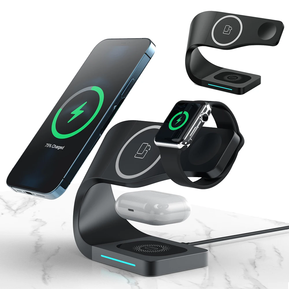 

15W Qi Wireless Charger LED USB C Fast Charging Holder Stand For iPhone 13 12 11 Pro Max Xiaomi 11 10 Huawei P40 P30 Samsung S21