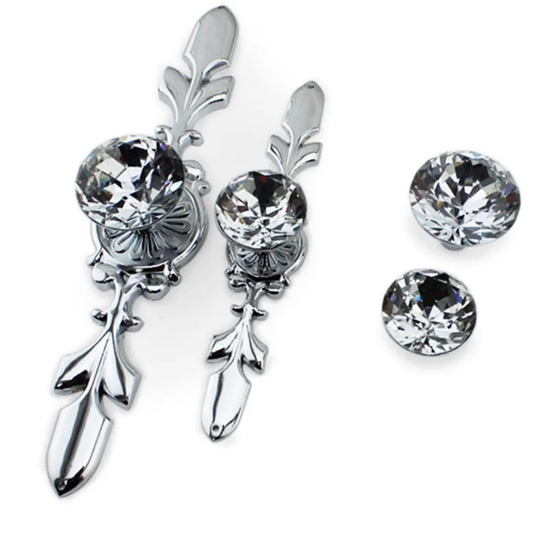 Серебристые хрустальные шариковые ручки для шкафов фурнитура дверей мебельные