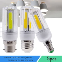5pcs bright 12w 16w led cob corn light bulbs e27 e26 e14 e12 b22 lamps white ampoule bombilla for home house bedroom 220v 110v
