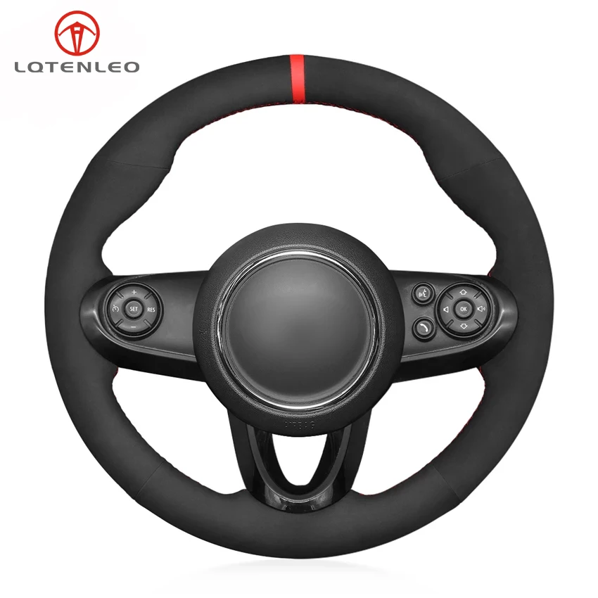 

LQTENLEO Black Suede Hand-stitched Car Steering Wheel Cover For Mini Hatchback Mini 2014-2020 Clubman Convertible Countryman