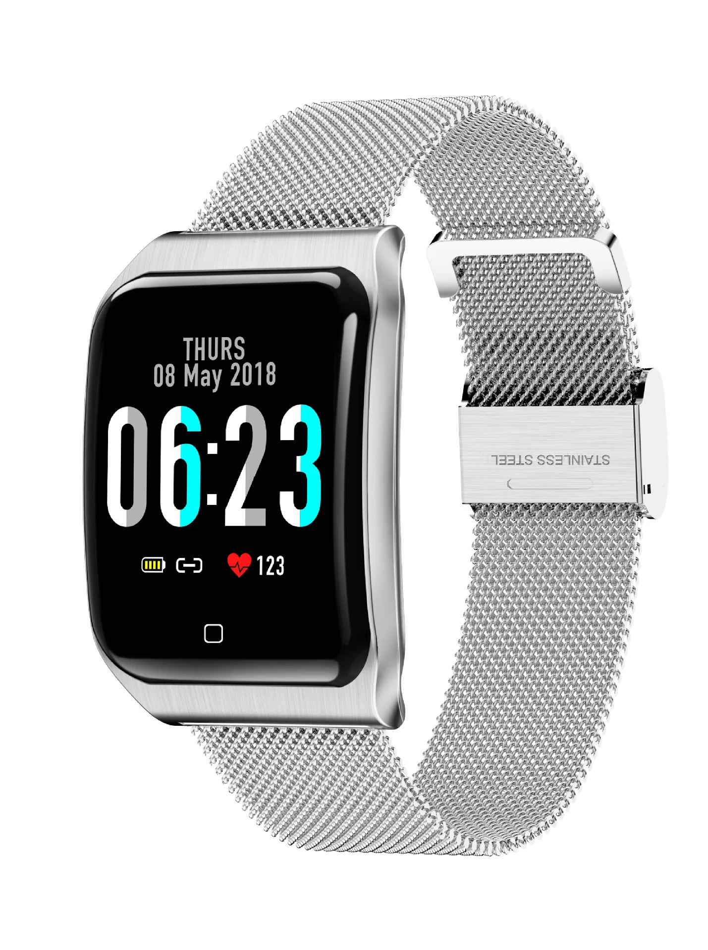 Смарт-браслет F9 с цветным экраном 1 3 ремень из металла и кожи пульсометр