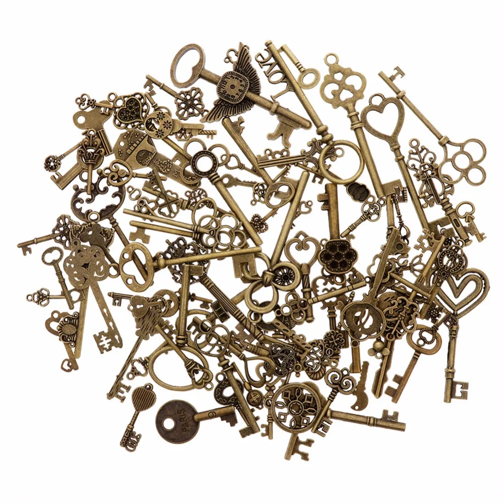 100 шт./компл. античная бронза в ассортименте тематические подвески с ключом