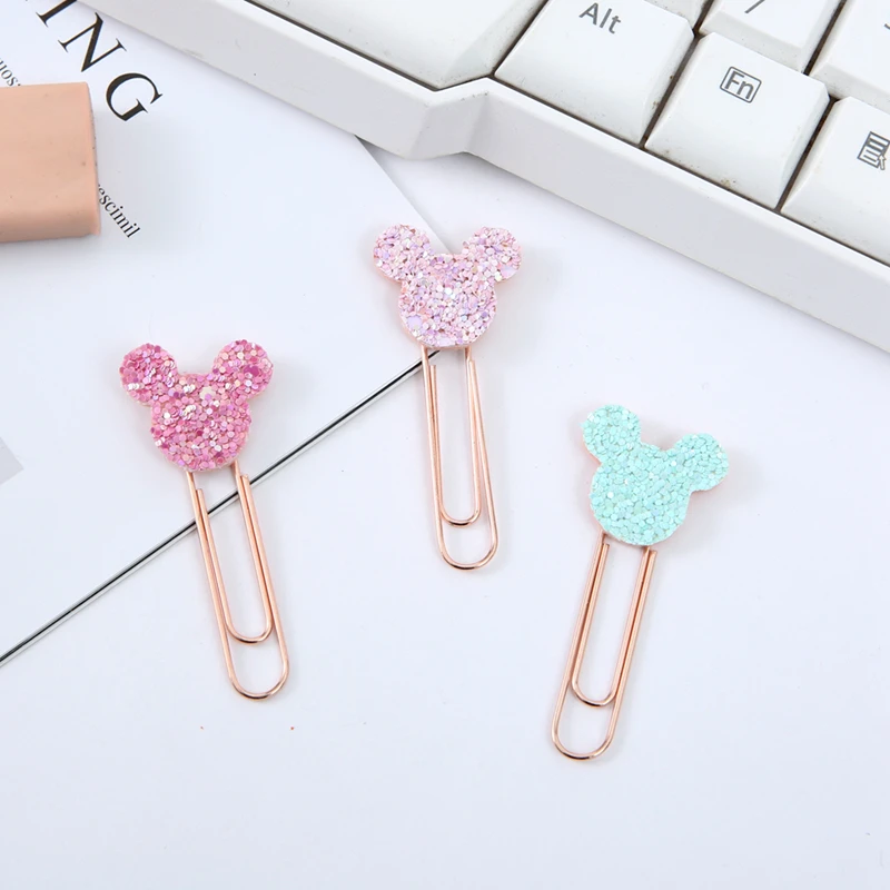 

MOGII Novelty Office Accessories Supplies Kawaii Sequin Paper Clips Decorative Colored Stationery Clips for School