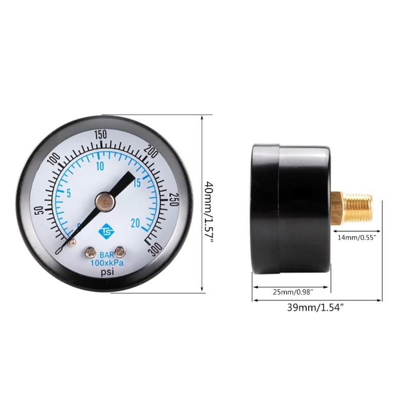 

40mm Pressure Gauge 40mm 1/8 BSPT Rear Back 0-300psi K0AA