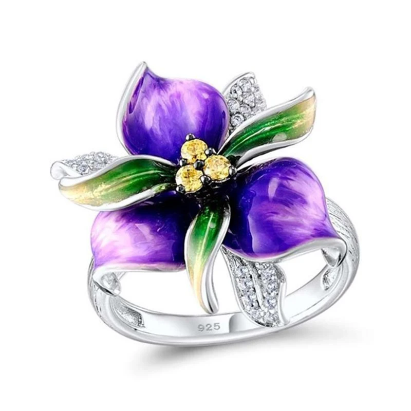 Ring M157 Элегантные кольца с кубическим цирконием и цветами для женщин, свадебный подарок, роскошные ювелирные изделия, Кристальное кольцо принцессы, женские модные аксессуары Z4K822 - Цвет основного камня: Ring M157