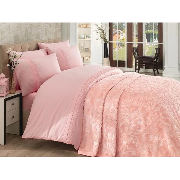 

Cotton Box Emboss Battaniyeli Duvet cover set Pink