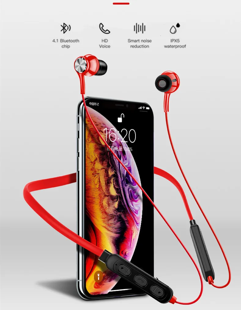 Bluetooth V4.2 спортивные Hi-Fi наушники беспроводная гарнитура с микрофоном магнитные