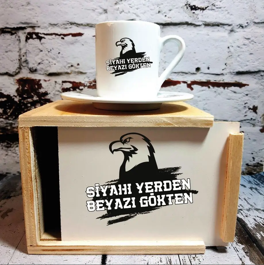 

Black Eagle Design Wood Boxed Coffee cup