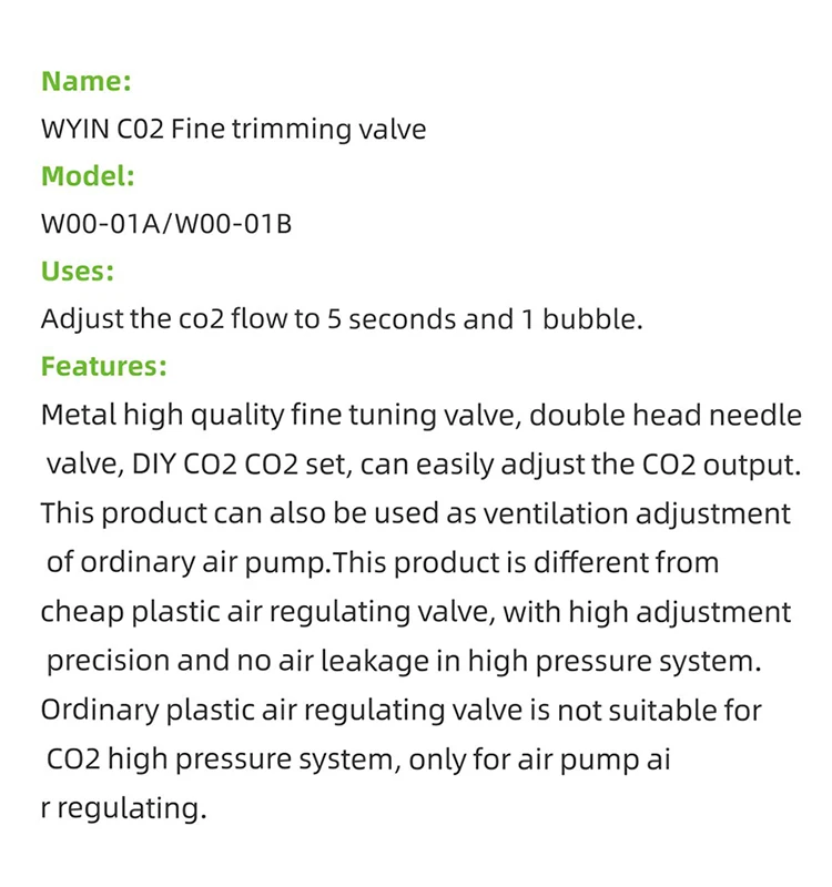 Wyin Высококачественная игла регулятор клапана костюм 4*6 мм co2 специальная трубка для аквариума аквариум СО2 системная диоксид углерода тонкой настройки