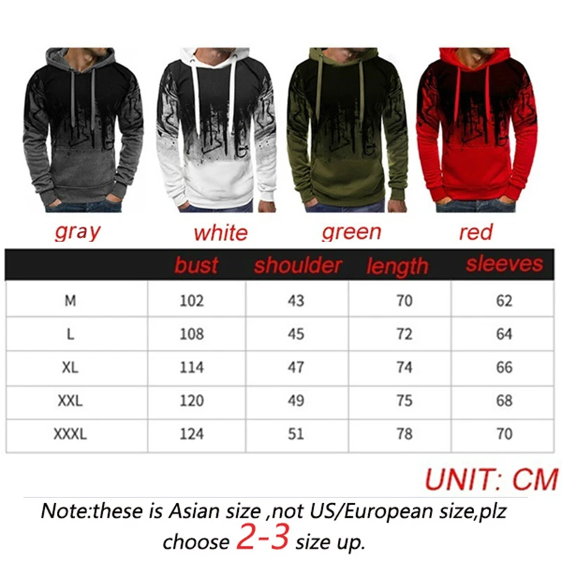 

2020 Autumn Winter New Men's Splashed Ink Printing Casual Hoodies long sleeve Hooded Sweatshirt Sportswear Male Tracksuit Hoody