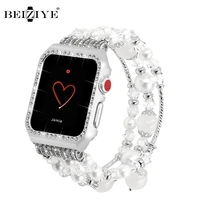 elastic jewelry band for apple watch 38mm 42mm 40mm 44mm bracelet correa metal women diamond case for iwatch series 6 se 5 4 3 2
