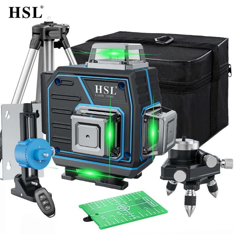 Купить HSL 12 16 линий 3D 4D зеленый лазерный уровень самонивелирующийся 360 оптический - Building tools Store
