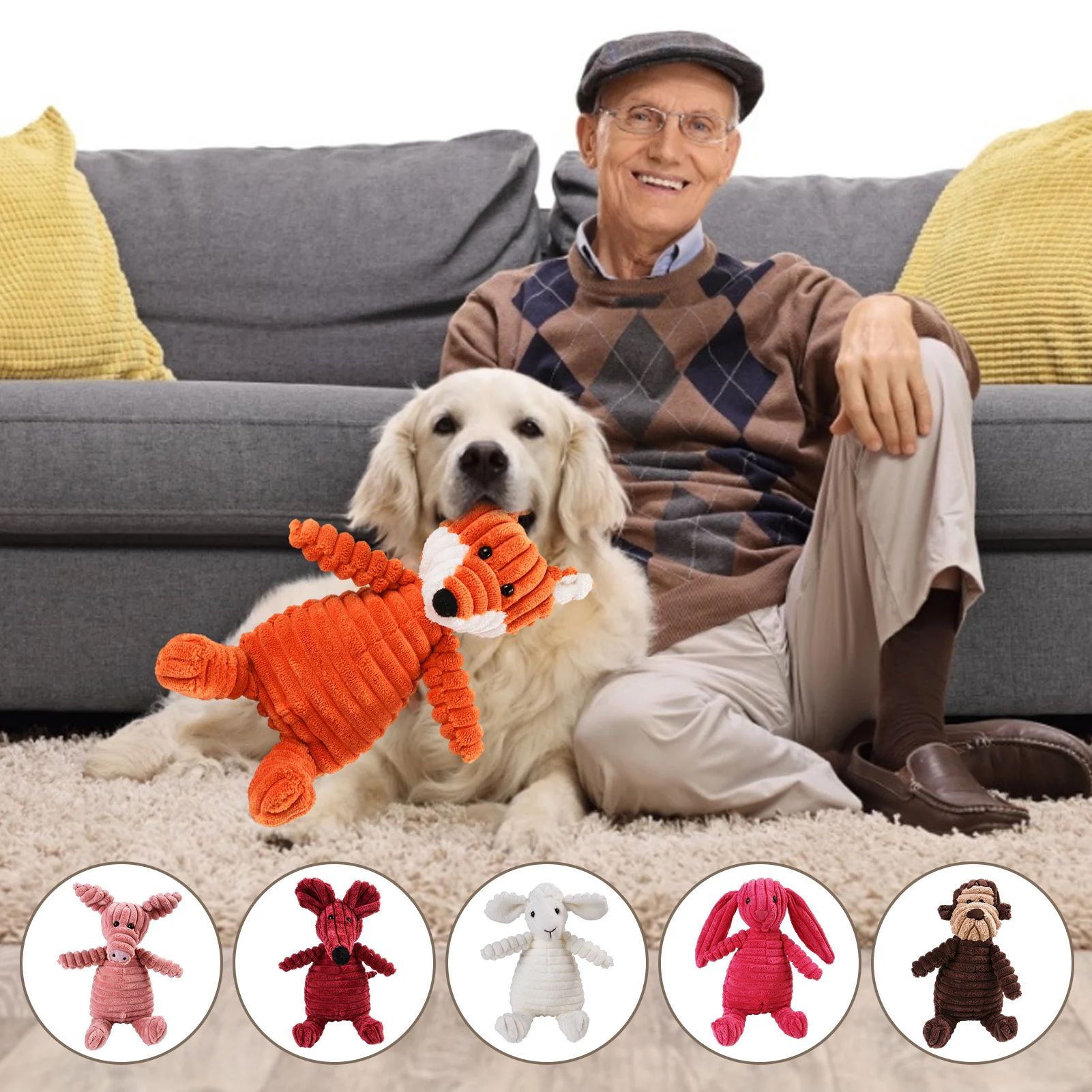 

New Pet Plush Toys Squeak Toys Dog Chew Sound Toys Puppy Pet Bite Resistant Dog Chewing Plush Toy Pet Corduroy Sounding Toy New