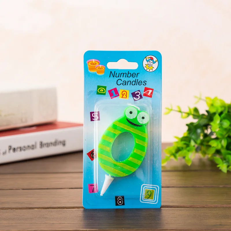 Мультяшная лягушка 0-9 цифровые цифры свечи капкейк топперы для украшения торта
