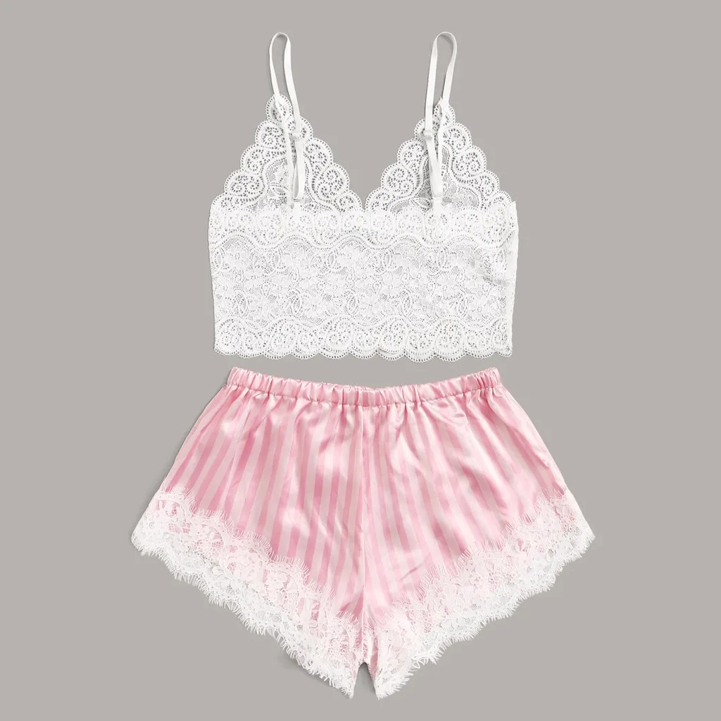 Женская ночная рубашка с V образным вырезом кружевная атласная полосатая кофта