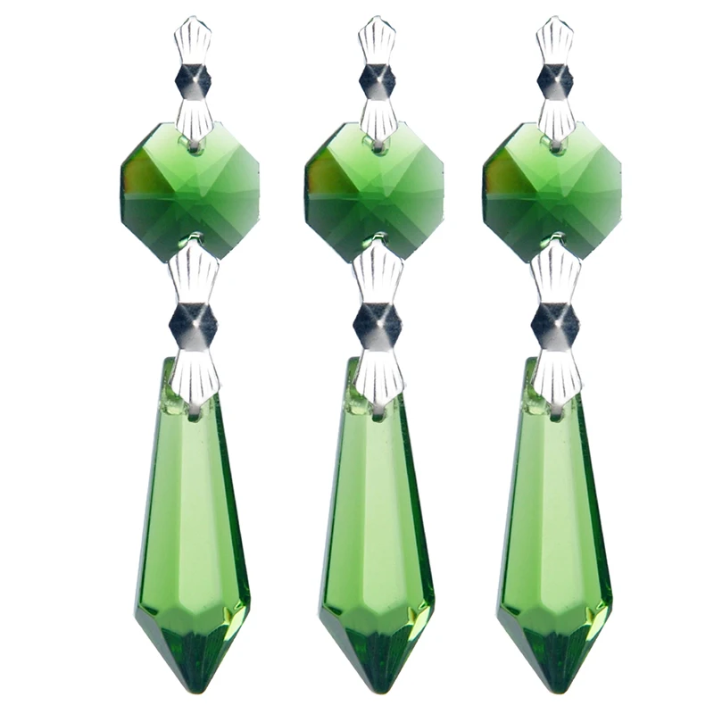 H&D 20Pcs 38mm Crystal Icicle Prisms Pendant Charms for Chandelier Candelabra Ceiling Lights Wedding Display Decoration (Green) | Дом и сад