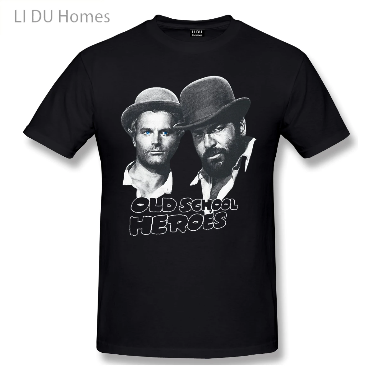 

LIDU Old School Heroes Retro Bud Spencer And Terence Hill T Shirt Plus Size Cotton Crewneck Short Sleeve Anime Shirt