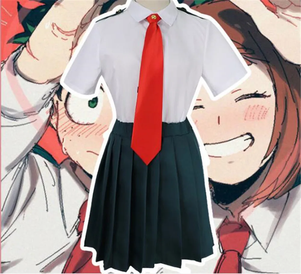 Boku no Hero Academy My Hero Academy Ochako Uraraka Tsuyu Asui Летняя униформа платье Косплей Костюм Полный комплект A1017
