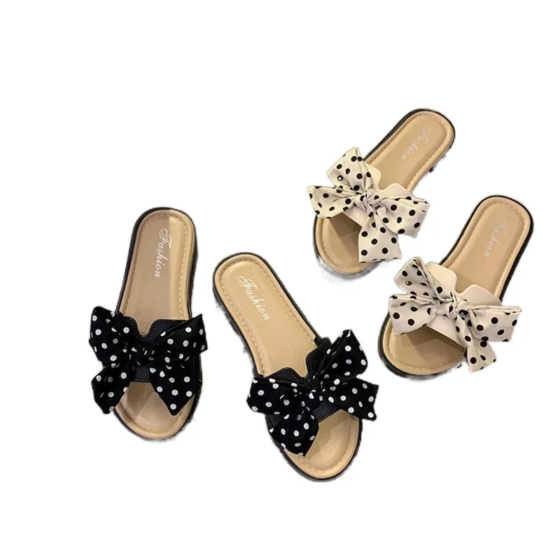 

New Bow Slippers Women Wear Korean Women's Shoes Flowers Beach Shoes Sandals and Slippers Women Ins Flat Shoes Fashion
