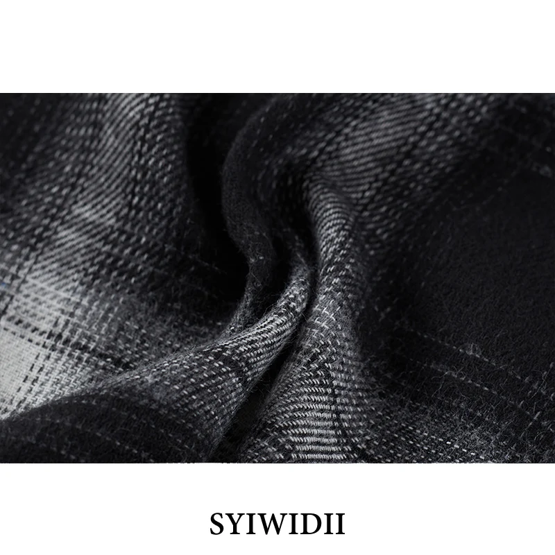 Syiwidii рубашки в клетку для женщин с длинным рукавом оверсайз блузки на пуговицах