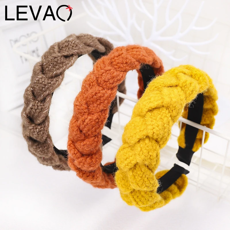 LEVAO шерстяная вязка ободок для волос скрученный тюрбан женский корейский