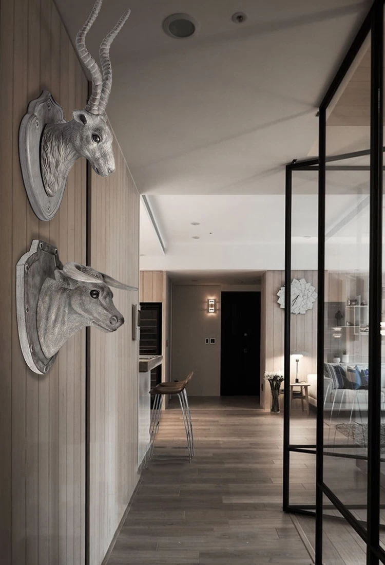 Американский Ретро Олень овца носорог лошадь Стерео голова животного настенный