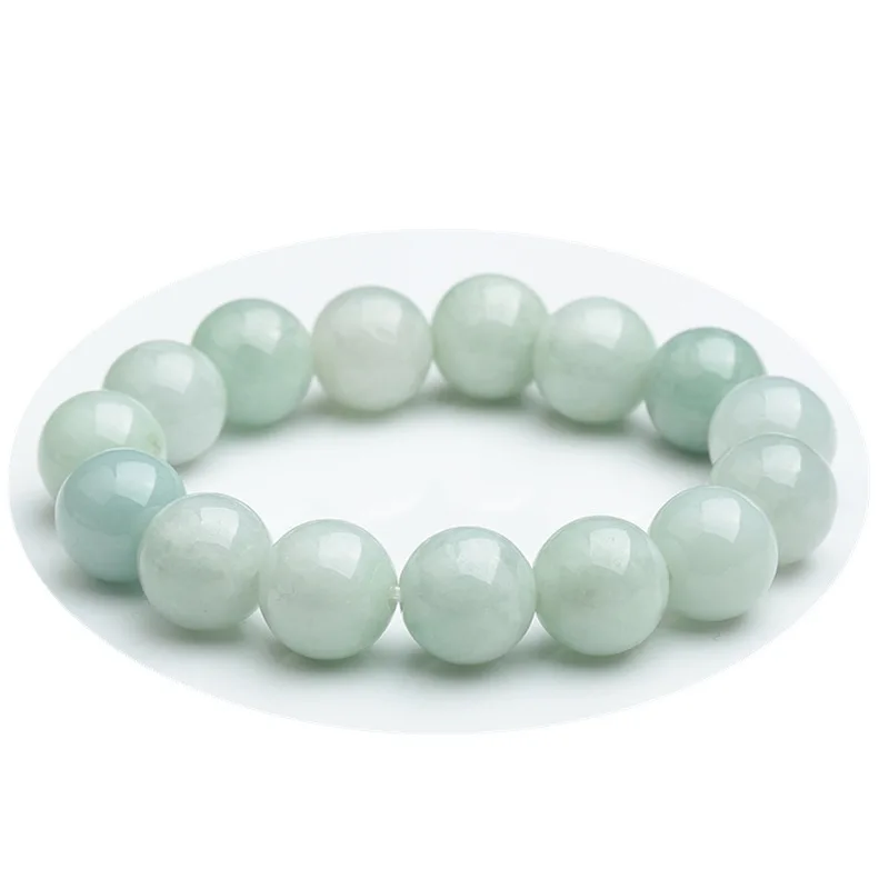 

Wholesale Natural Class a Burmese Jadeite Bracelet Light Green Emerald Round Bead Bracelet Men and Women Fashion Jade Jewelry