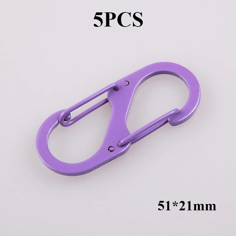 5pcs purple 5 шт./лот S Тип альпинистский крюк мини брелок карабин средство для выживания на открытом воздухе двойная Пряжка брелок 8 Форма Пряжка для кемпинга - Цвет: 5pcs purple
