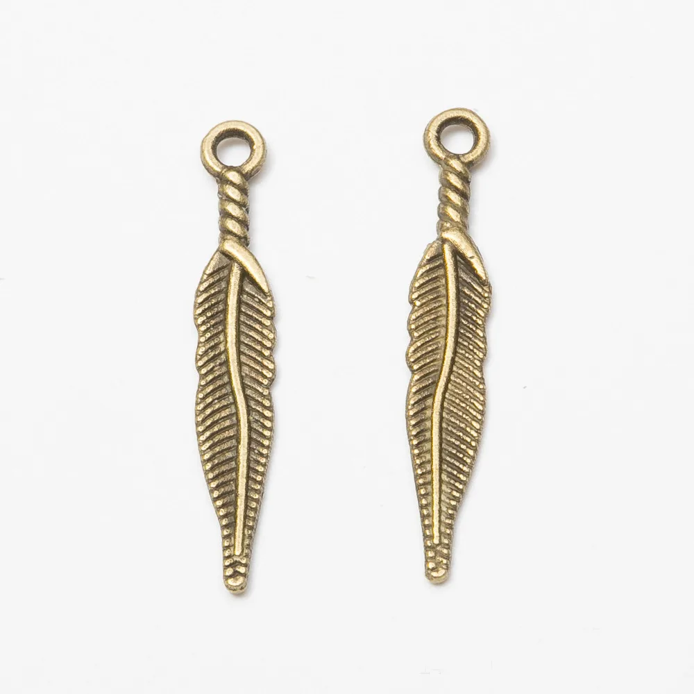 RAINXTAR 200 шт. модные с двойной стороны сплав перо амулеты винтажная форма листа