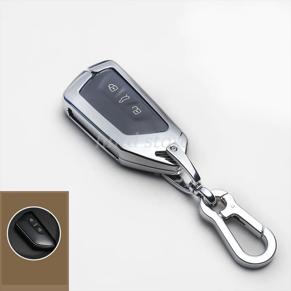 

Carbon Texture Metal Remote Start Car Key Case Cover Fob Protector Holder Auto Accessories For VW Golf 8 Seat Skoda Leon MK 4