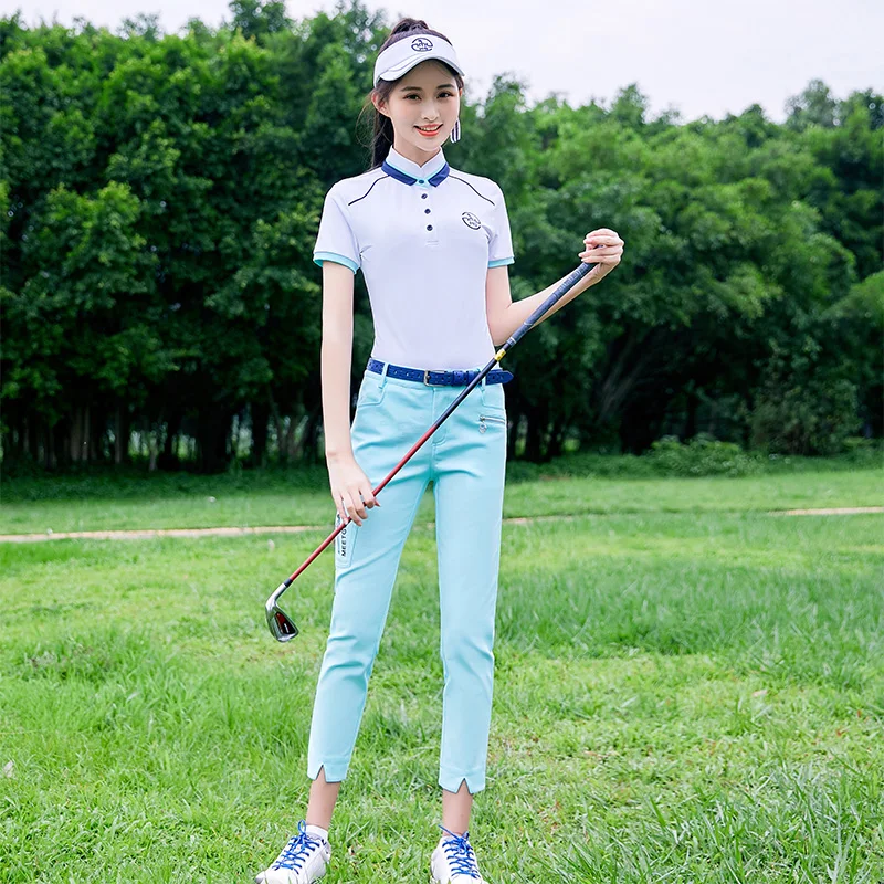 2023 MG Lady Golf Women's Wear Clothing Short Sleeve Polo Shirts Tops Sportswear Lady 9 Point Pants Suit Apparel