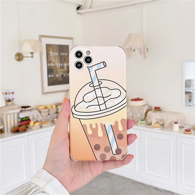 

Summer Sweet Bubble tea milk tea art Phone Case For iPhone 11 Pro Max case Cute cover for iPhone XS MAX XR X 7 8 Plus 7Plus Case