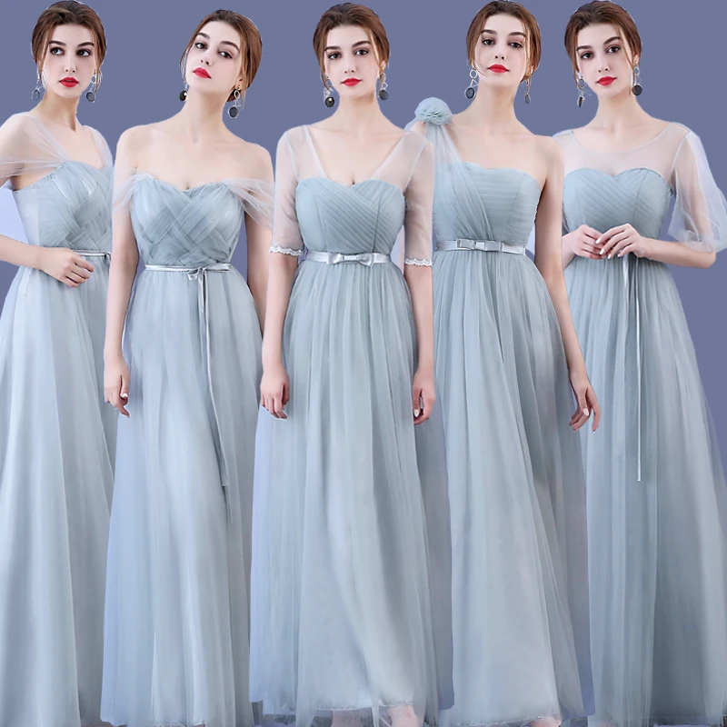 Гари Тюль формального размера плюс Подружка невесты Элегантное Длинное простое