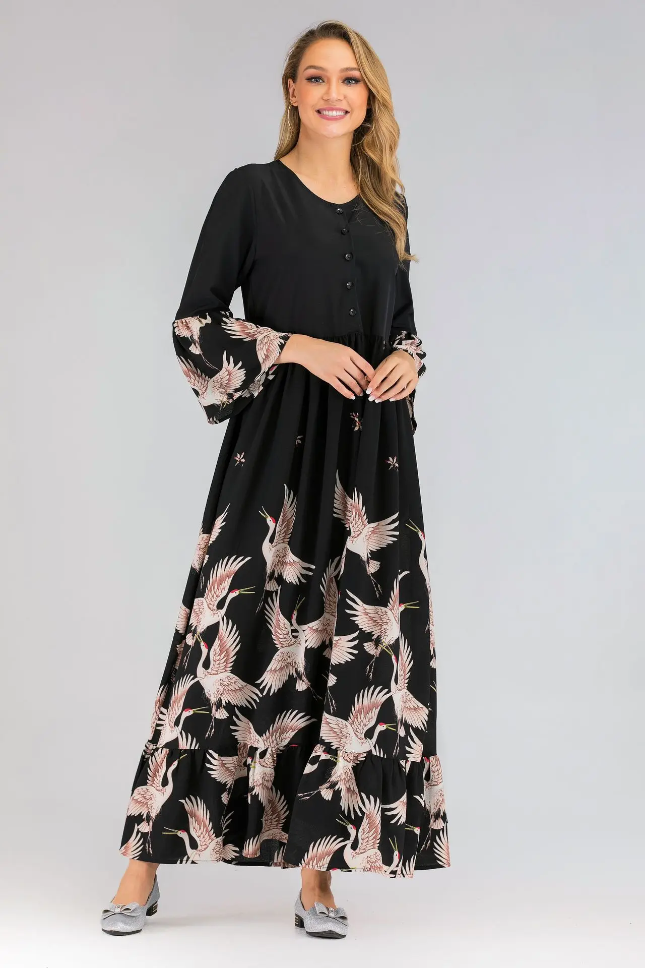 

Мусульманское платье, мусульманская мода, Ближний Восток, ИД, Дубай, Abaya, женское свободное платье с длинным рукавом