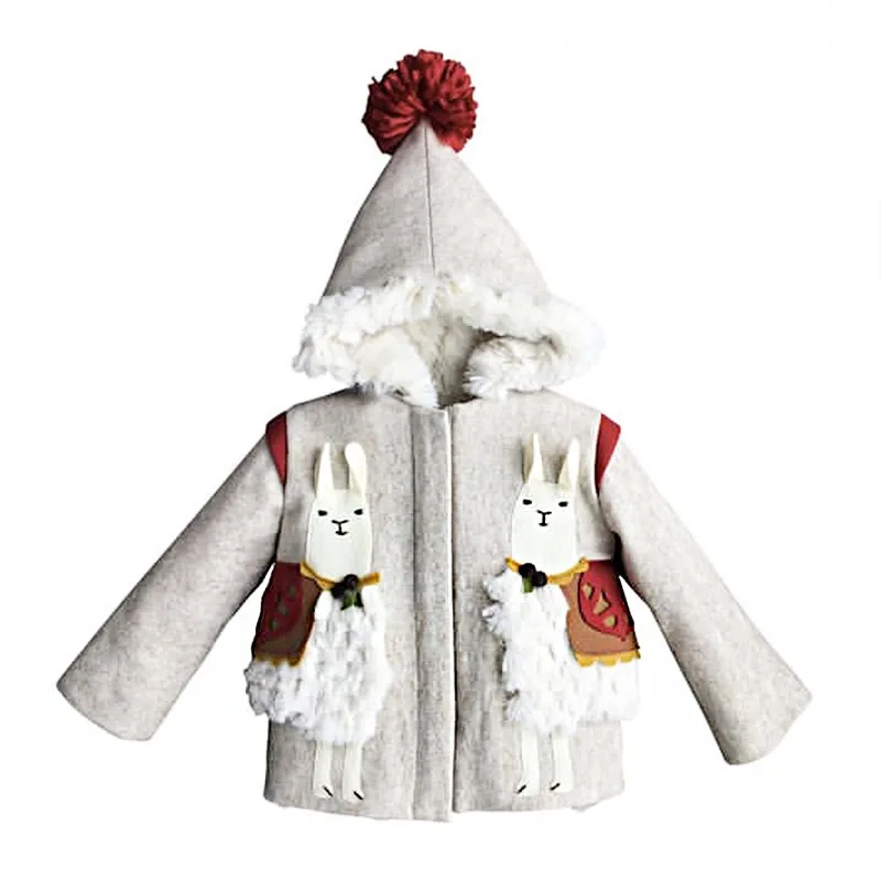 

PRE-SALE 2020 AW LG Alpaca Pattern Thick Coat Girls Embroidered Alpaca Cloak Plus Velvet Cotton Lamb Wool Jacket