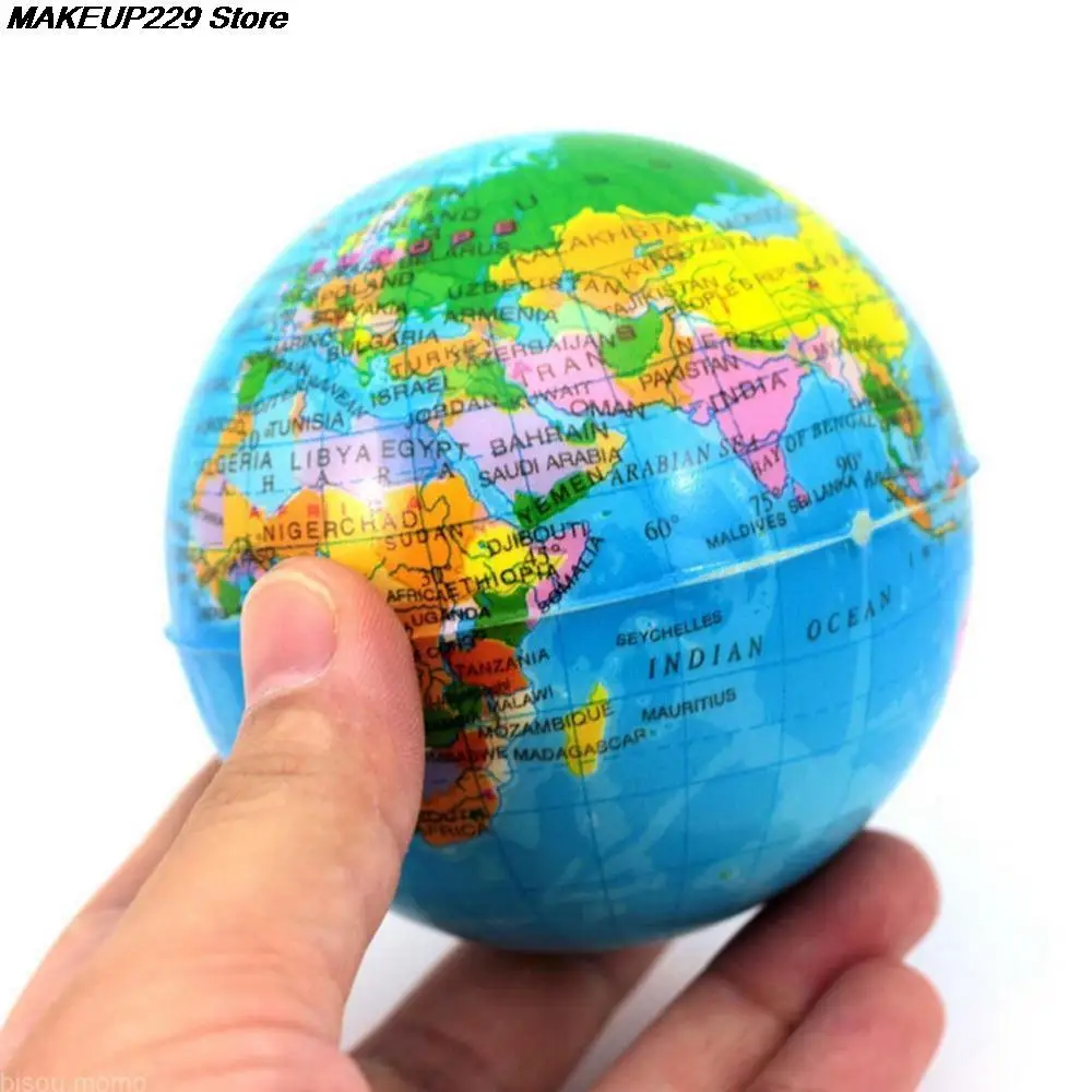 

Rubber Balls World Map Foam Earth Globe Hand Wrist Exercise Stress Relief Squeeze Soft Foam Massage Ball for Women Men Supply