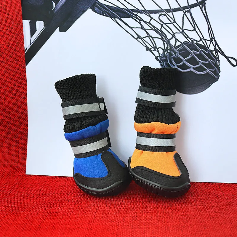 Зимние теплые флисовые зимние ботинки для собак противоскользящие средних и