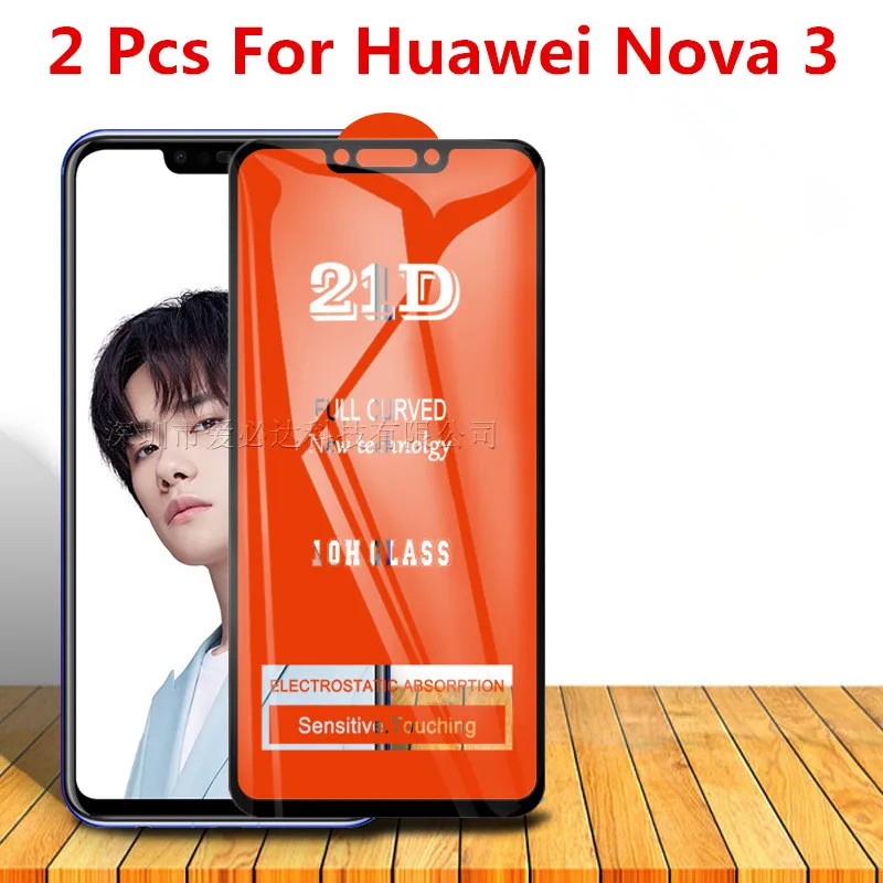 2 шт. 21D полное покрытие закаленное стекло для Huawei Nova 3 nova3 NOVA3 Защитная стеклянная