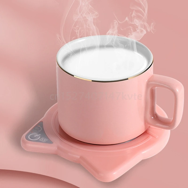 

Cute Cat Coffee Mug Warmer Pad & Cups Electric Power Cup Warmer Heat Beverage Mug Mat Keep Warm Coffee Tea Electric pad