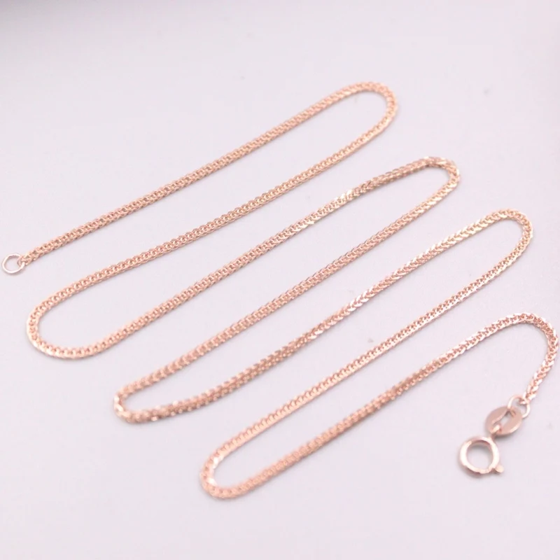 

Fine Pure Au750 18kt Rose Gold Chain 1mmW Women Wheat Link Necklace 18inch 2.5-2.8g