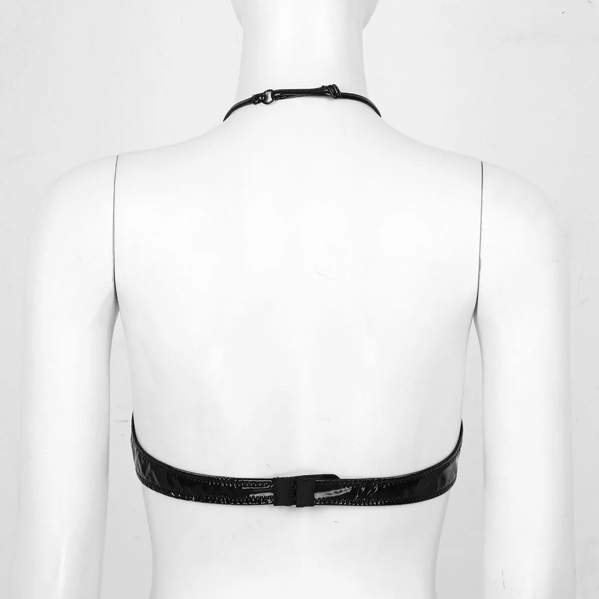 Кроп-топ женский из лакированной кожи пикантный Бюстгальтер-бандо без бретелек с
