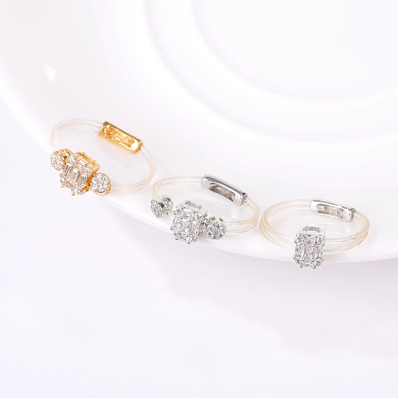 

2022 Hot Selling New Trendy Fashion Women's Ring Invisible Transparent Line Brass Ring Zircon Simple exquisit ring Jewelry Gift