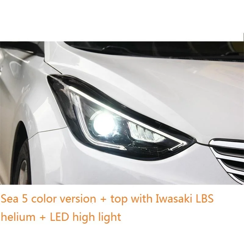 Drl Automovil автозапчасти Cob Стайлинг светодиодные дневные ходовые боковые поворотники фары автомобильные фары в сборе для hyundai Elantra
