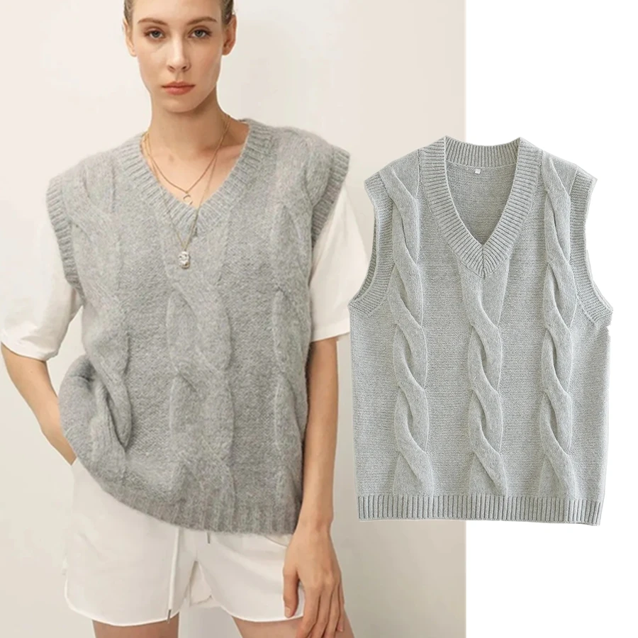 

Jenny&Dave Pull Femme Ins Fashion Pullovers Tops Blogger Vintage V-neck Winter Sweaters Women Loose Knitted Vest Sweaters Women