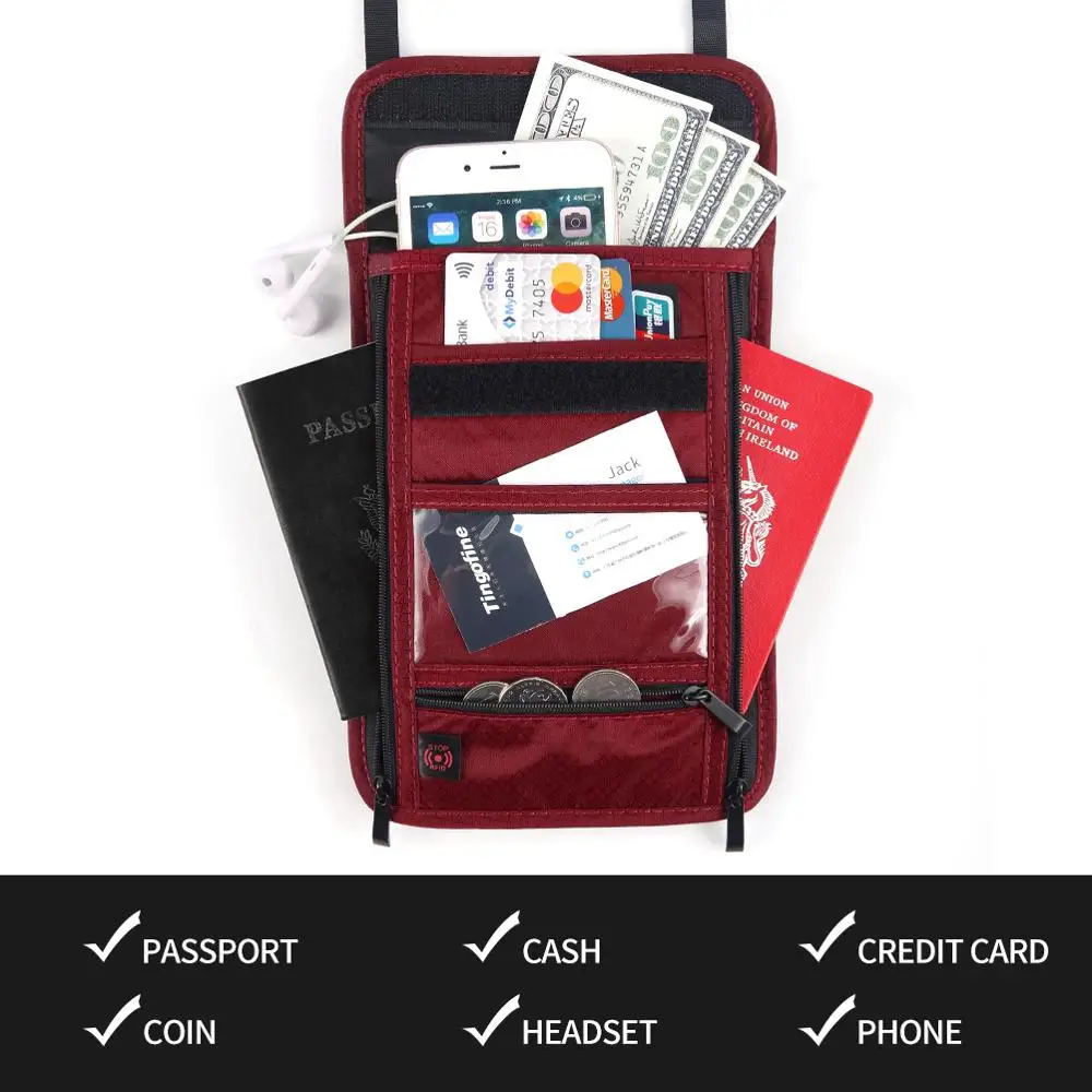 Дорожная прозрачная нейлоновая сумка на шею для паспорта многофункциональный