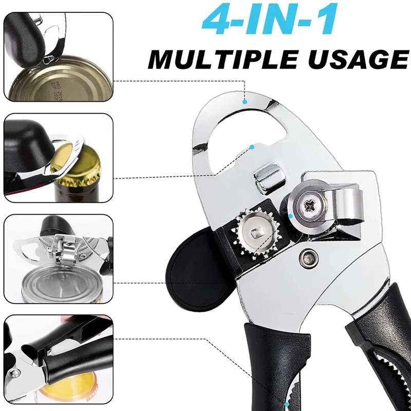 Manual Can Opener 4 in 1 Stainless Steel Jar Heavy Duty Ultra Sharp Bottle with Ergonomic Design | Дом и сад
